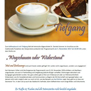 Einladung Kaffeeplausch mit Tiefgang - Wegschauen oder Widerstand 2017