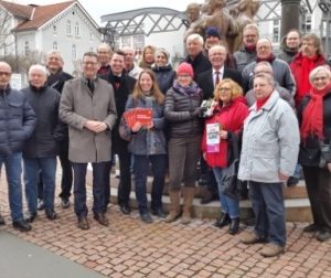 Wahlkampfstand in Bad Wildungen mit Thorsten Schäfer-Gümbel