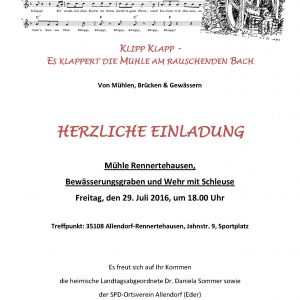 Sommertour 2016 Einladung Mühle Rennertehausen