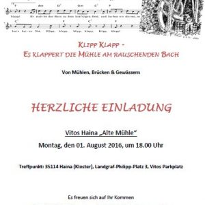 Sommertour 2016 Einladung Vitos Haina